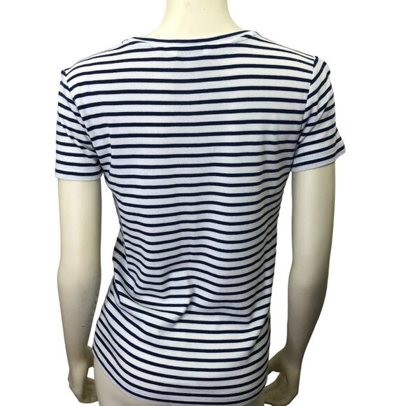 VINEYARD VINES striped dark navy/white pima cotton blend TEE SM - Picture 4 of 5